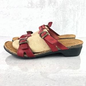 Taos Deuce Women's 9.5 US / 40 EU Red Leather Sandals Straps Slide